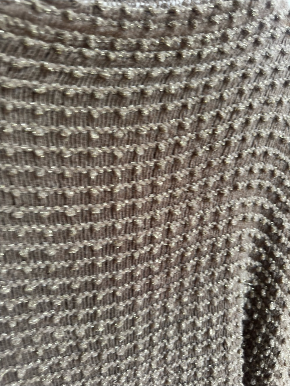 Brown Boucle Knit Poncho Gold Thread Fringe Minimalist Art to Wear Lagenlook - Picture 3 of 5